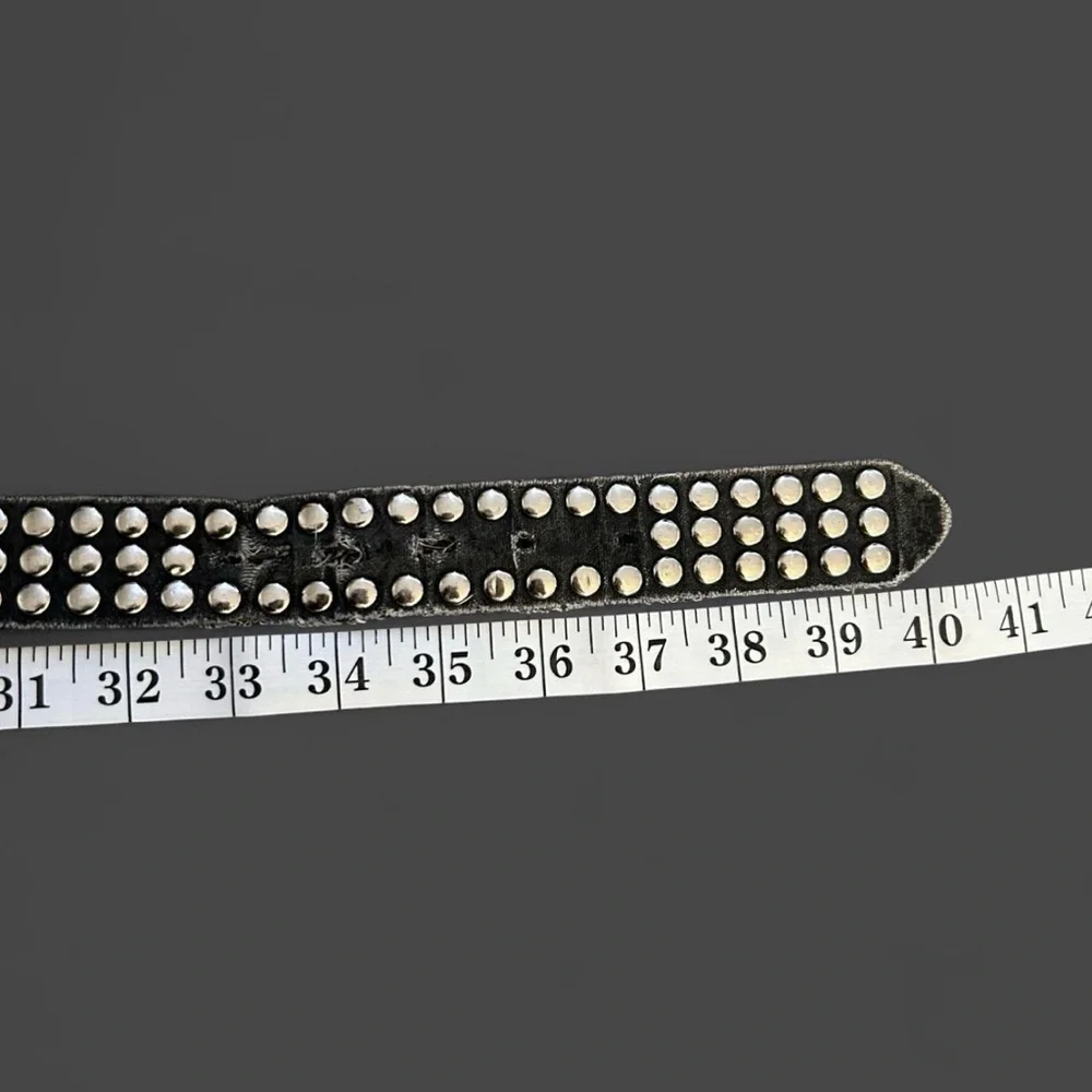 Studded Three Row Mens Studded Black Belt Sz Large (40.5)